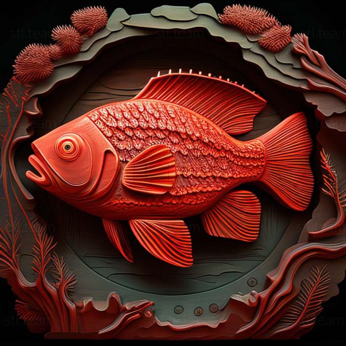 3D model Red paku fish (STL)